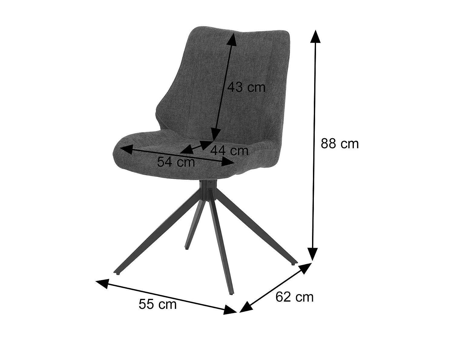 Cadeira de jantar MCW-O48 (conjunto de 2),  cinzento
