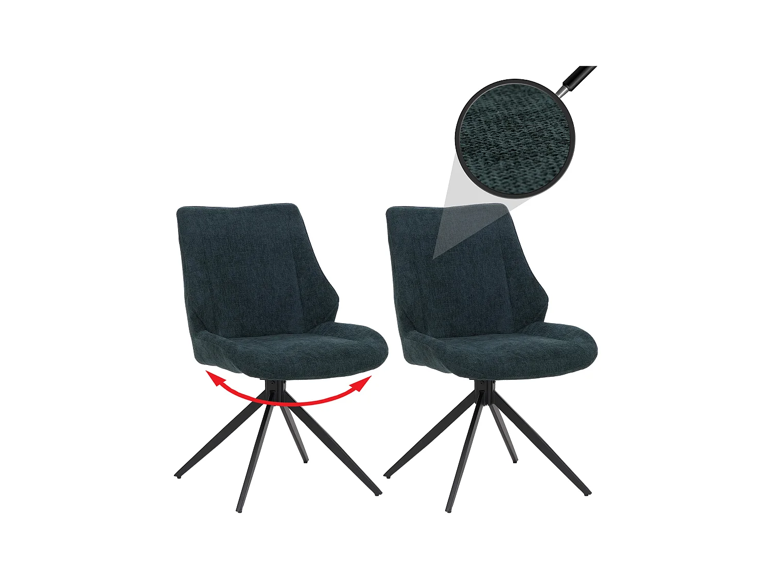 Chaise de salle à manger MCW-O48 (lot de 2),  pétrole-vert