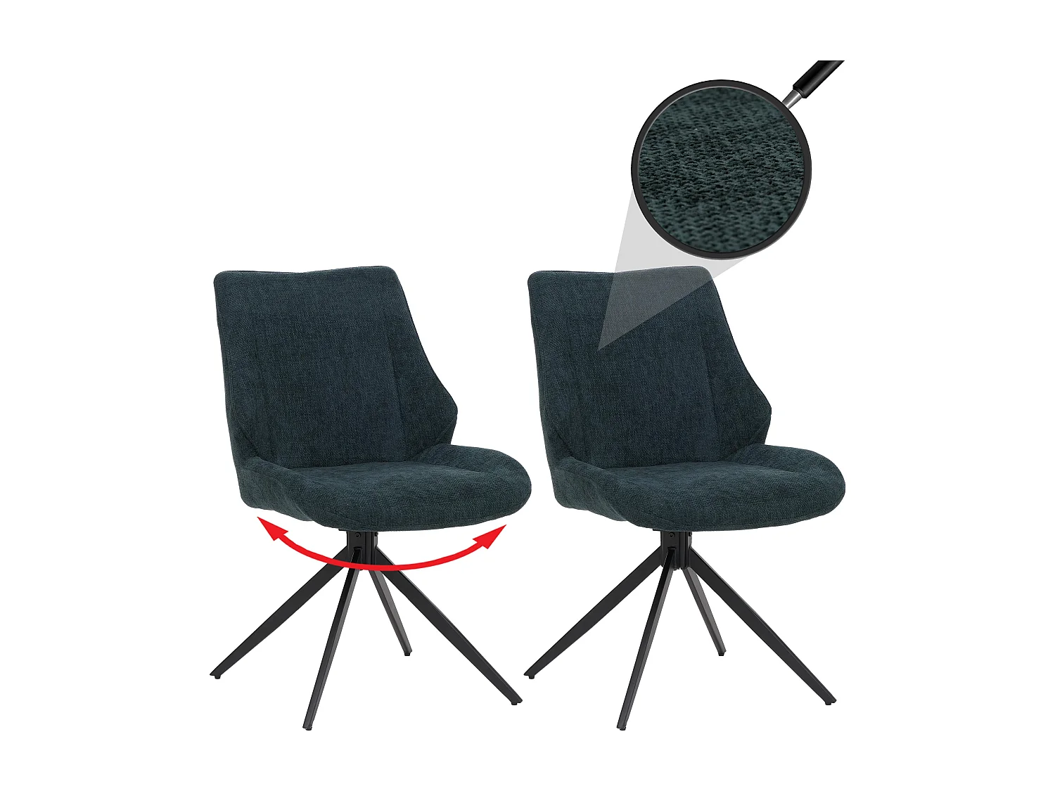 Chaise de salle à manger MCW-O48 (lot de 2),  pétrole-vert