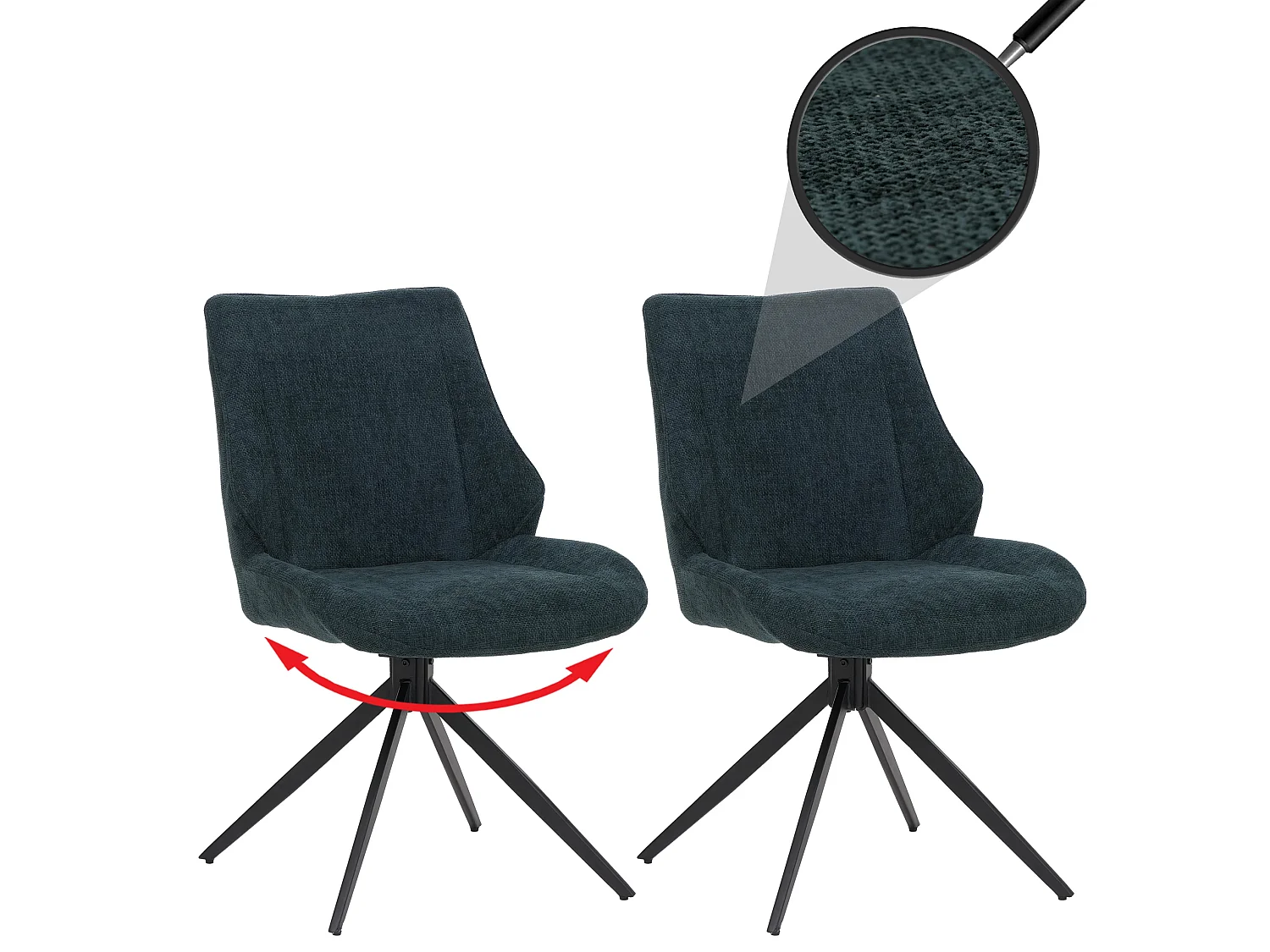 Krzesło do jadalni MCW-O48 (zestaw 2 szt.),  kolor zielono-petrolowy