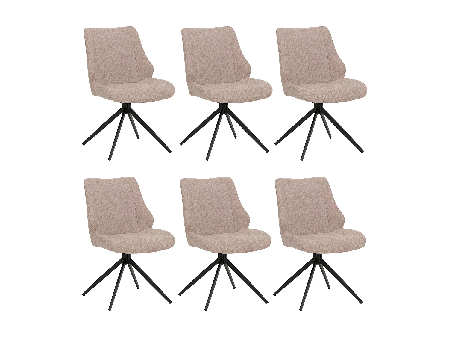 Chaise de salle à manger MCW-O48 (lot de 6),  beige