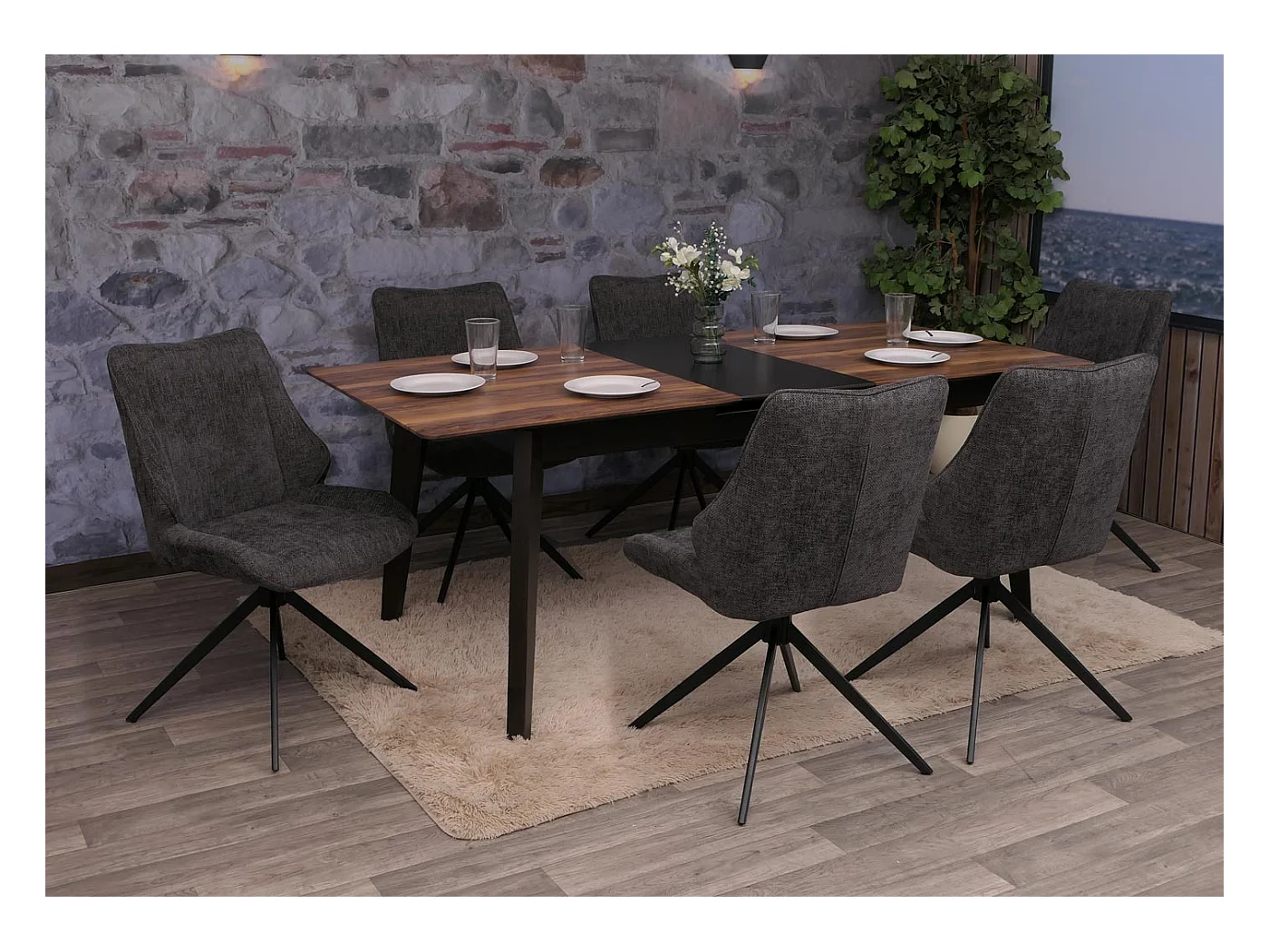 Chaise de salle à manger MCW-O48 (lot de 6),  gris