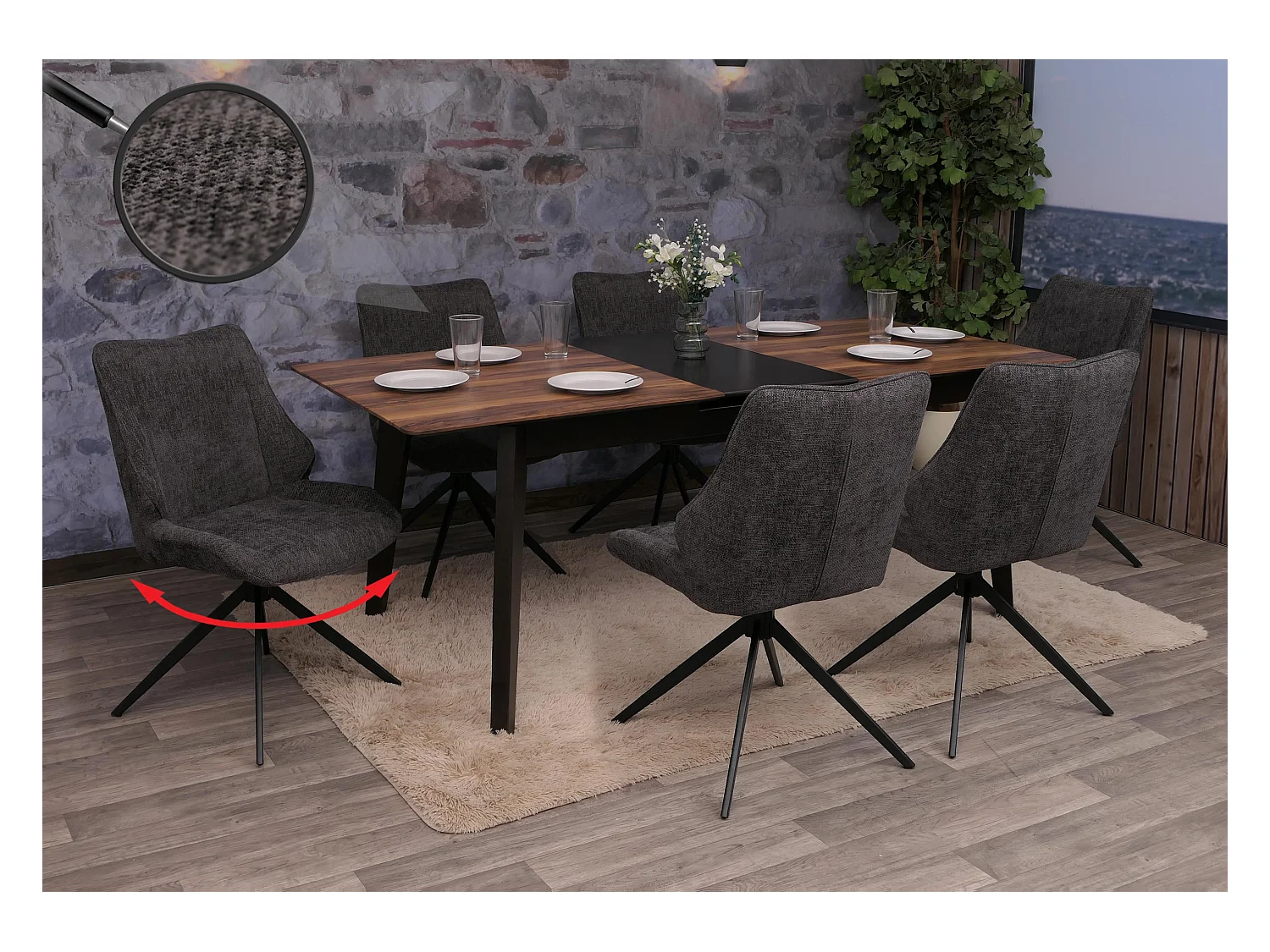 Chaise de salle à manger MCW-O48 (lot de 6),  gris