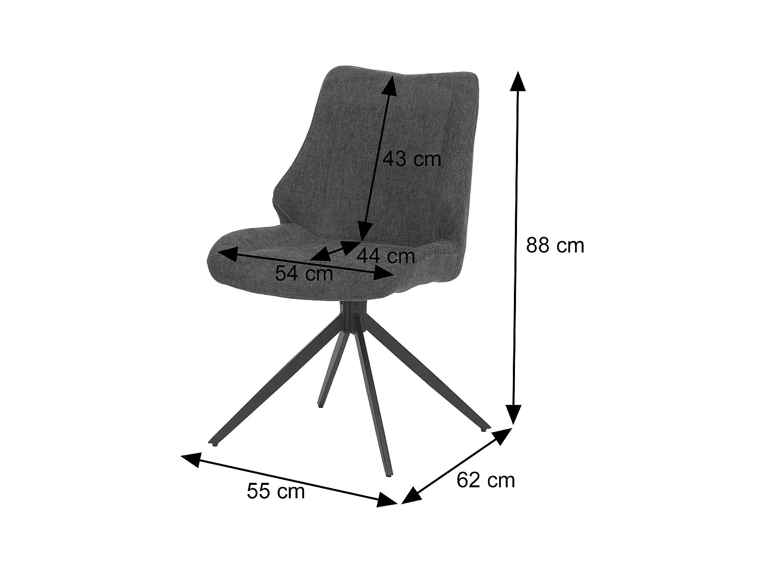Chaise de salle à manger MCW-O48 (lot de 6),  gris