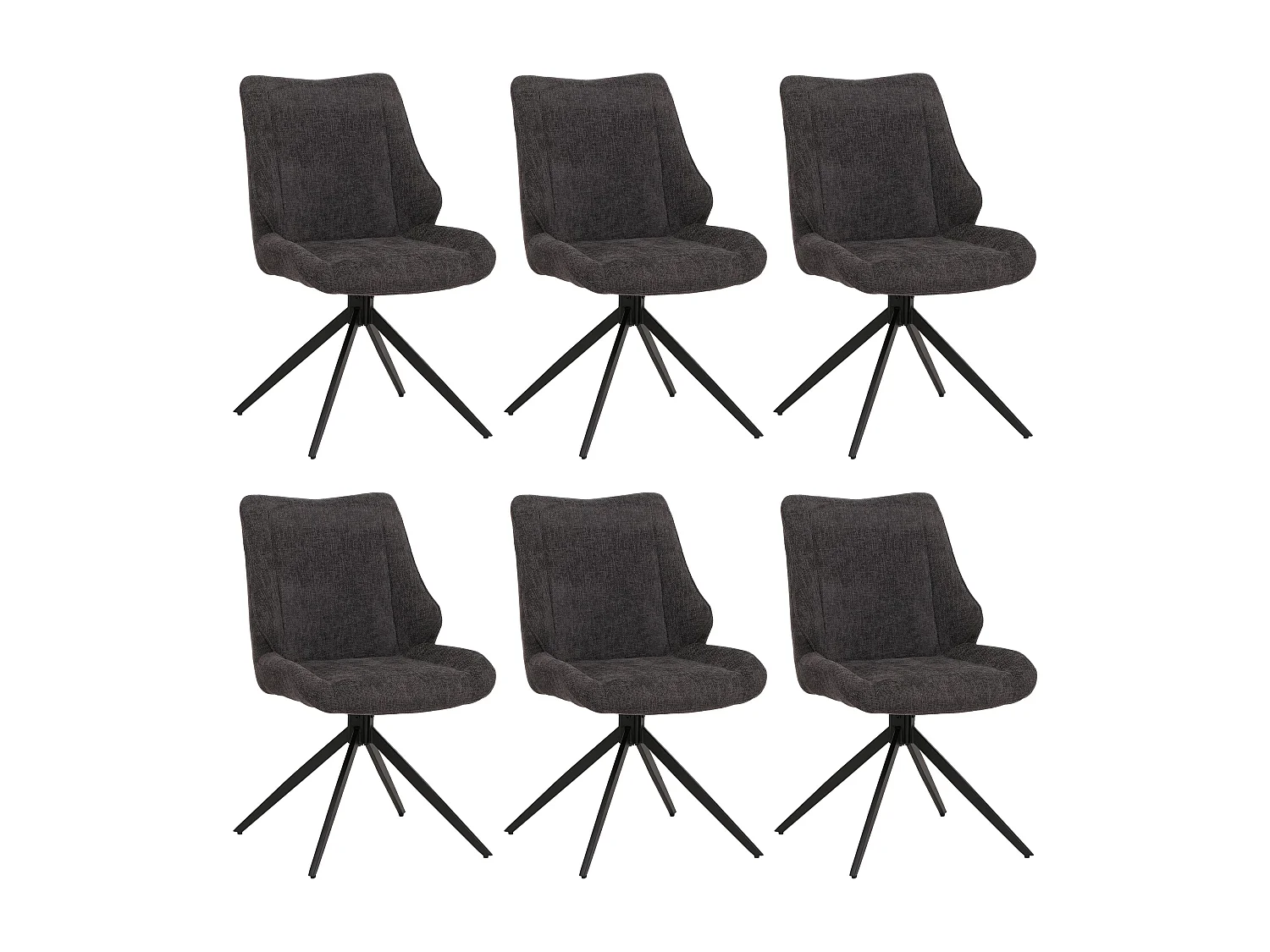 Set 6 sedie sala pranzo MCW-O48, posizionamento automatico girevole, tessuto ciniglia (320g/m²) Oeko-Tex ~ grigio