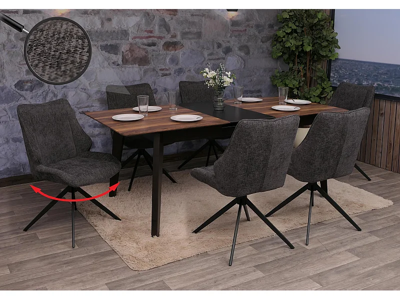 Cadeira de jantar MCW-O48 (conjunto de 6),  cinzento