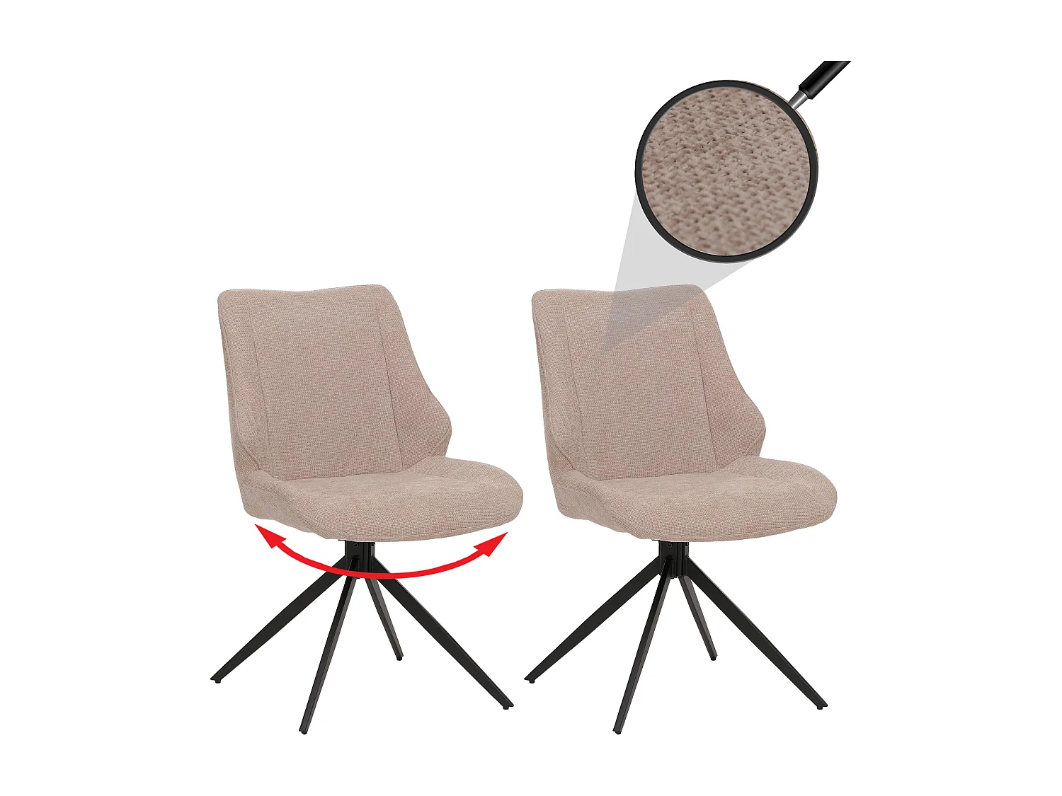 Chaise de salle à manger MCW-O48 (lot de 2),  beige