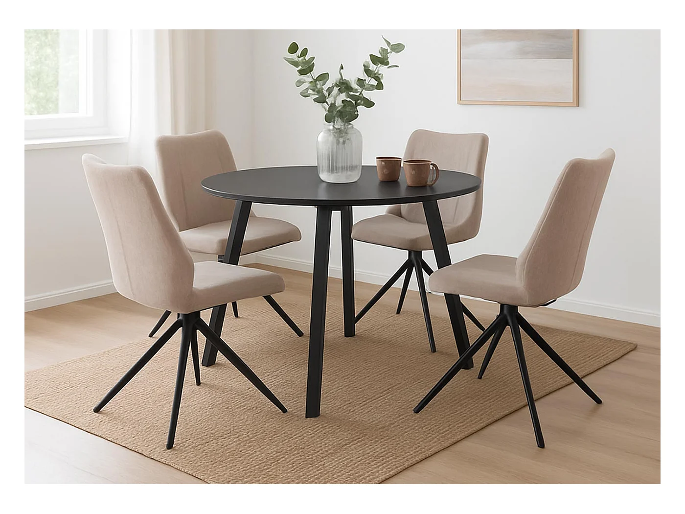 Chaise de salle à manger MCW-O48 (lot de 2),  beige