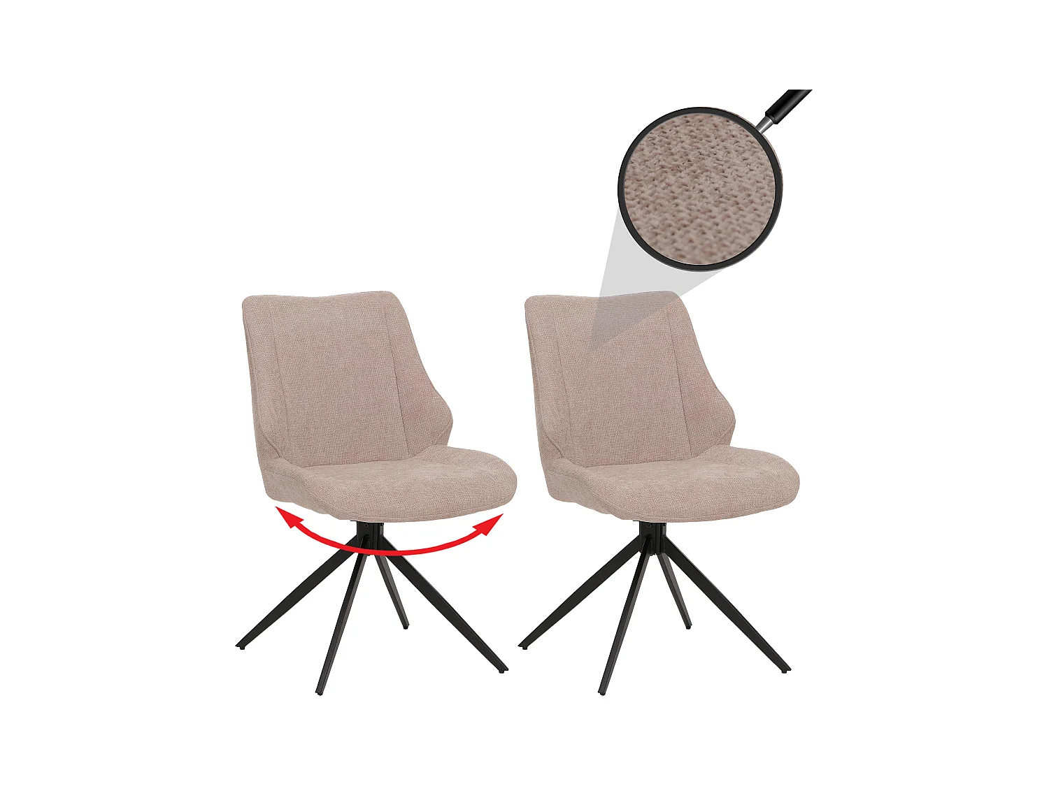 Chaise de salle à manger MCW-O48 (lot de 2),  beige