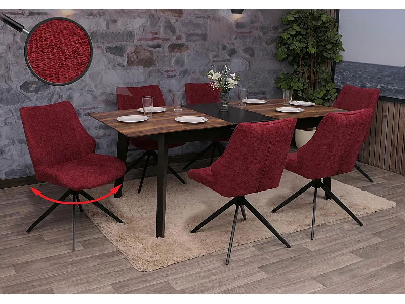 Krzesło do jadalni MCW-O48 (zestaw 6 sztuk),  bordo