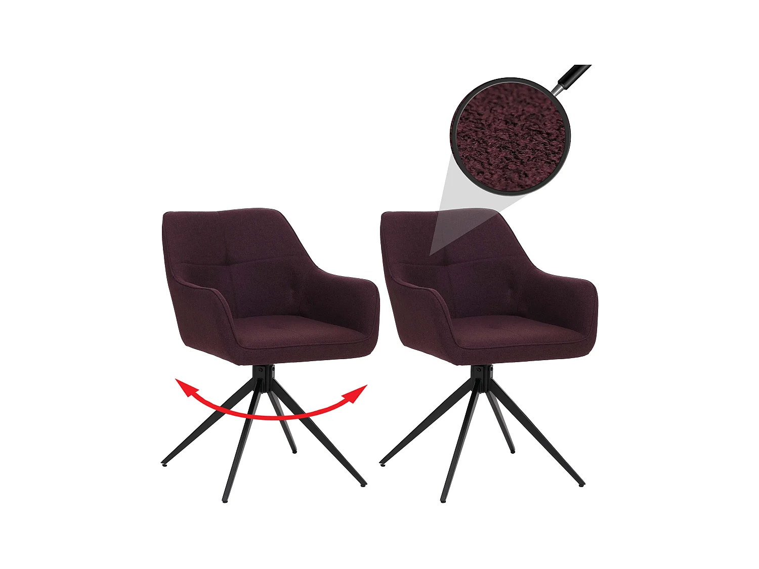 Chaise de salle à manger MCW-O47 (lot de 2),  bordeaux