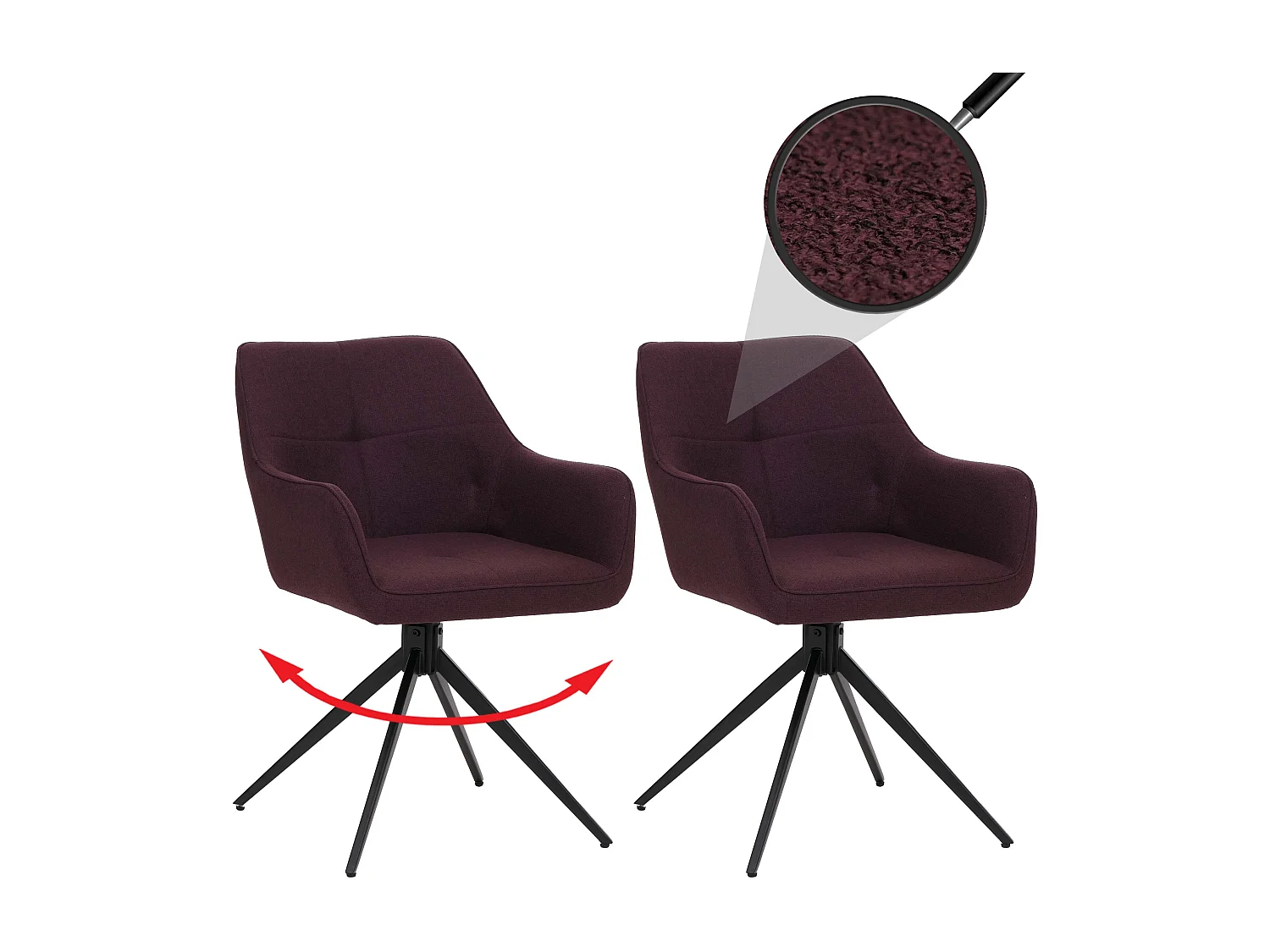 Esszimmerstuhl MCW-O47 (2er-Set), Bordeaux