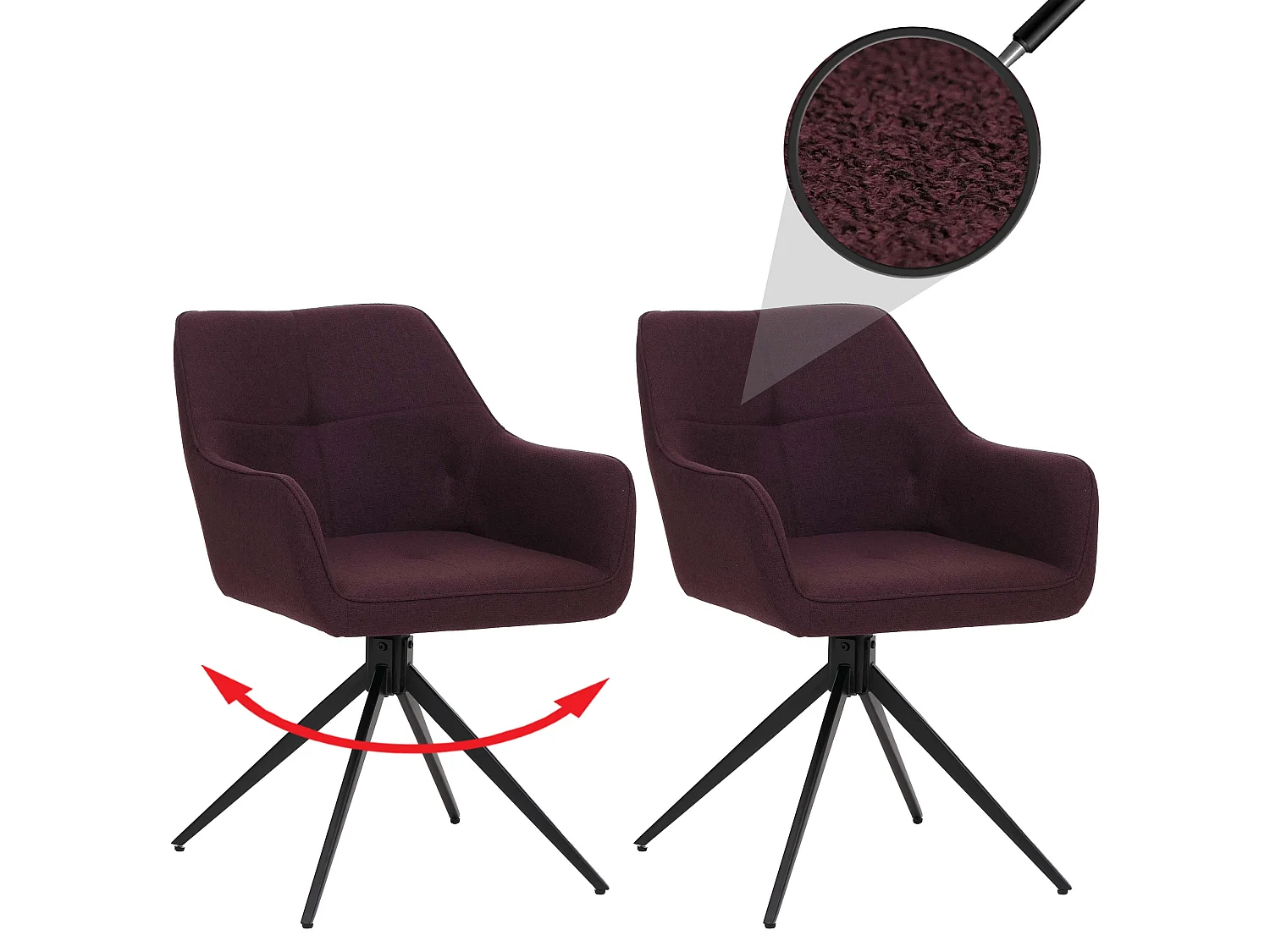 Dining chair MCW-O47 (set of 2),  burgundy