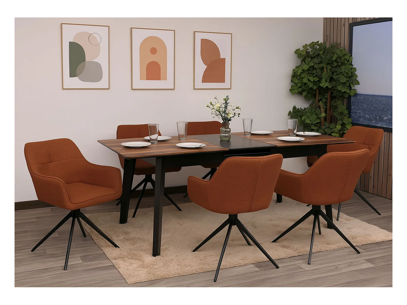 Esszimmerstuhl MCW-O47 (6er-Set), Terrakotta