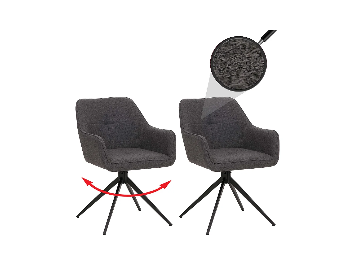 Chaise de salle à manger MCW-O47 (lot de 2),  gris