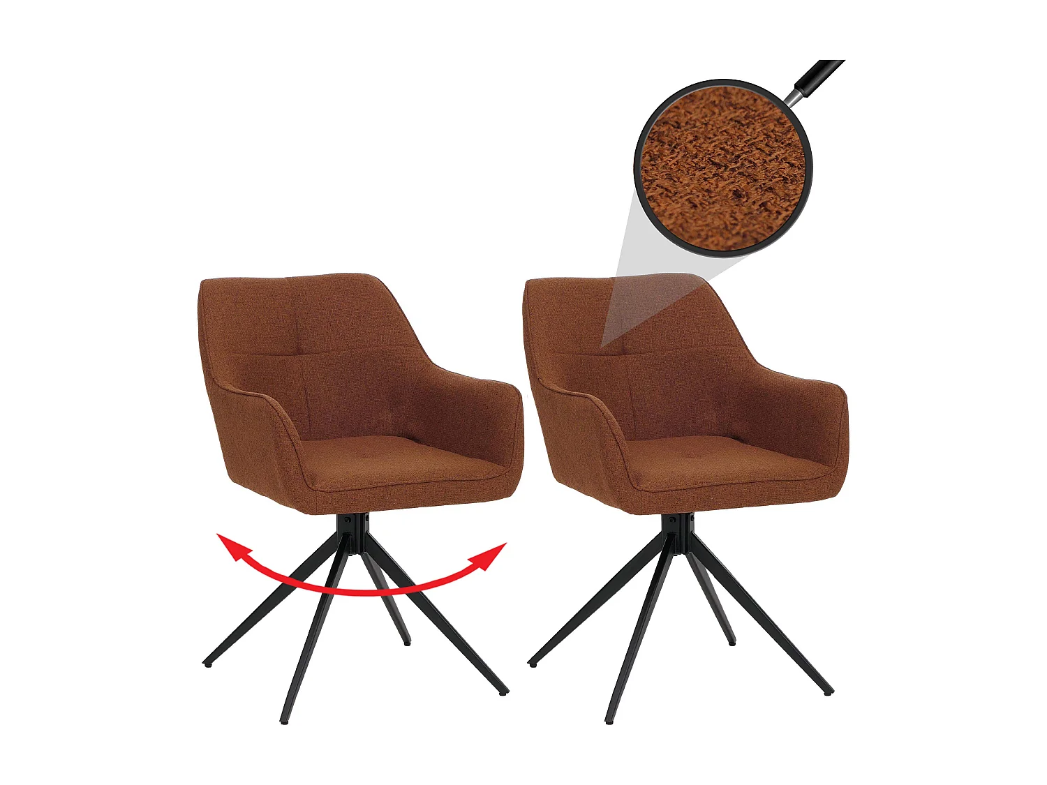 Cadeira de jantar MCW-O47 (conjunto de 2),  terracota