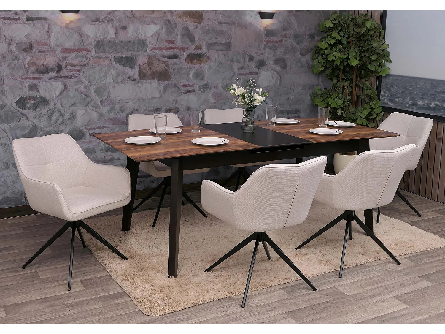 Esszimmerstuhl MCW-O47 (6er-Set), Cremeweiß