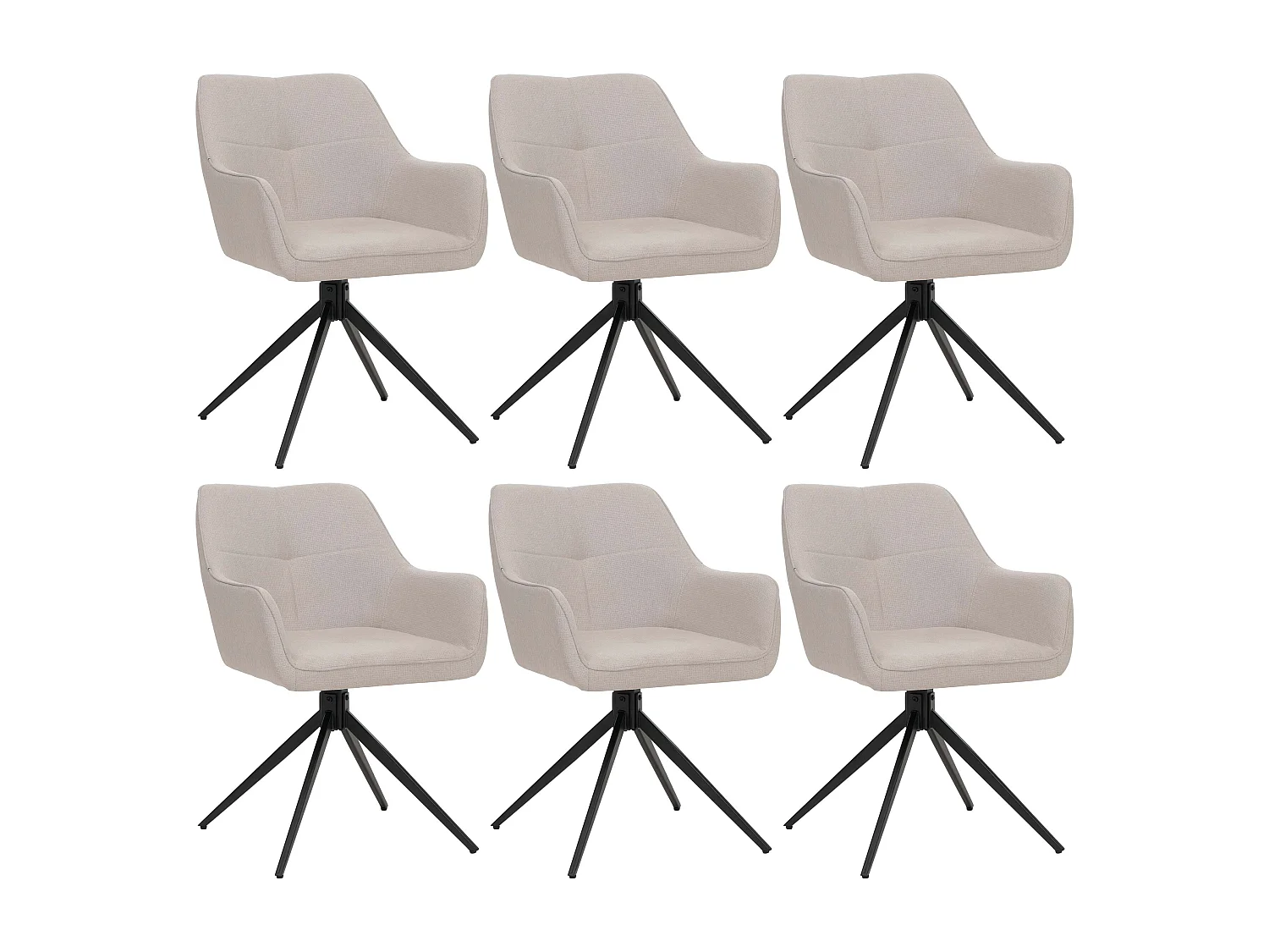 Esszimmerstuhl MCW-O47 (6er-Set), Cremeweiß