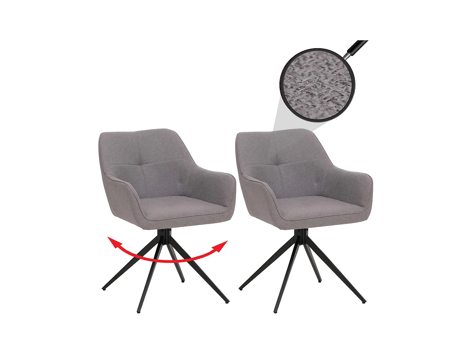 Chaise de salle à manger MCW-O47 (lot de 2),  gris-clair