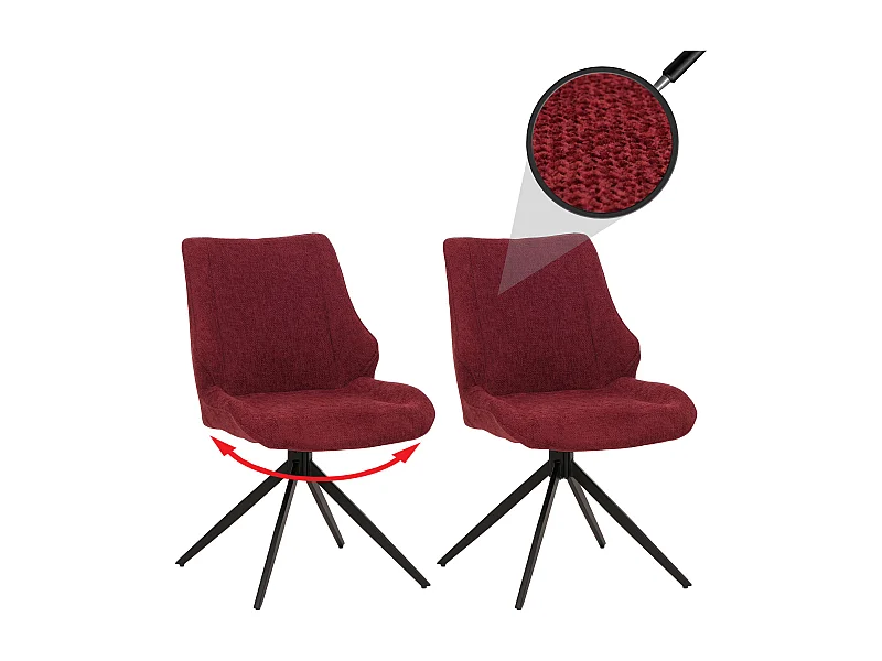 Krzesło do jadalni MCW-O48 (zestaw 2 sztuk),  bordo