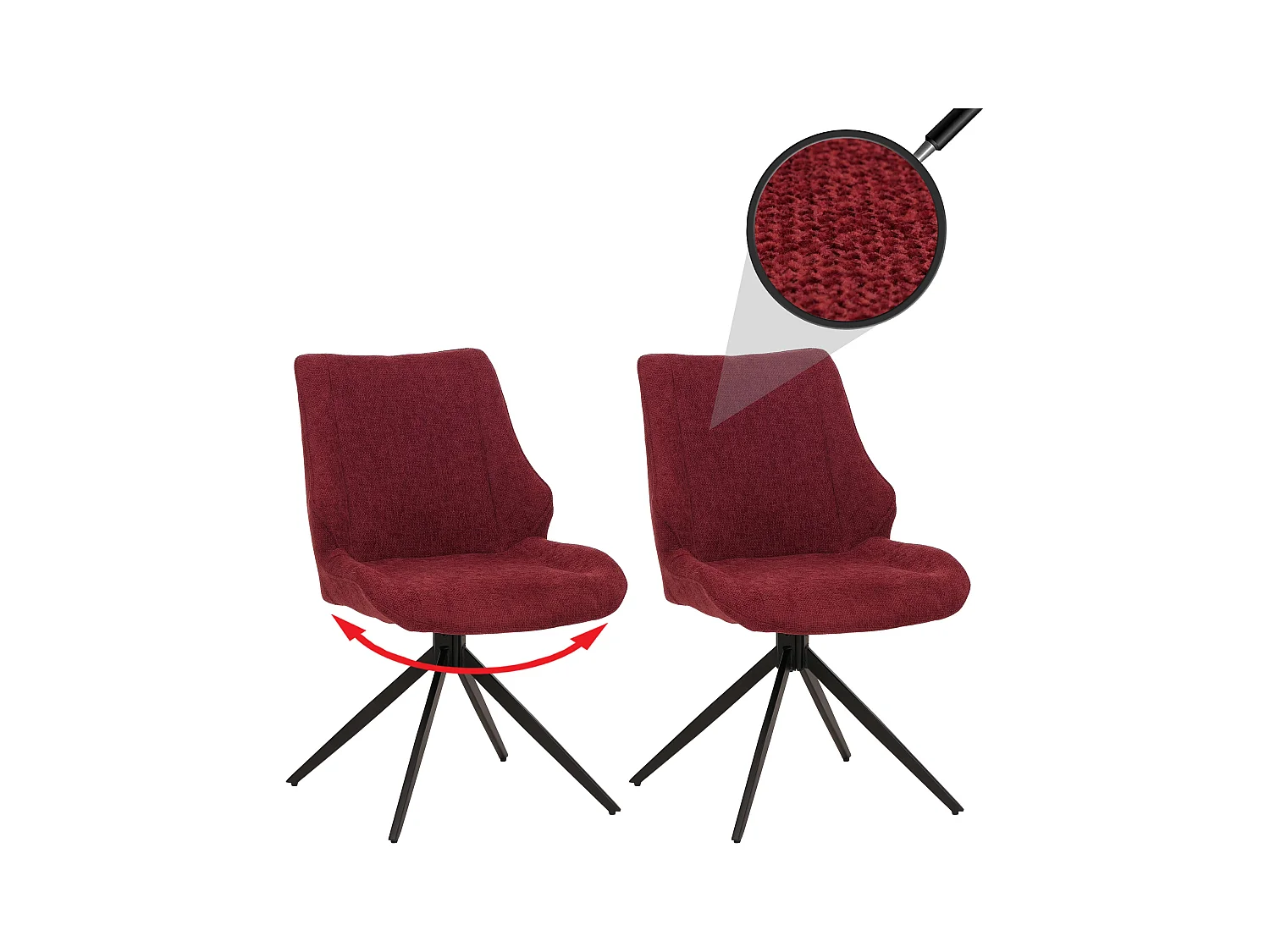 Chaise de salle à manger MCW-O48 (lot de 2),  bordeaux