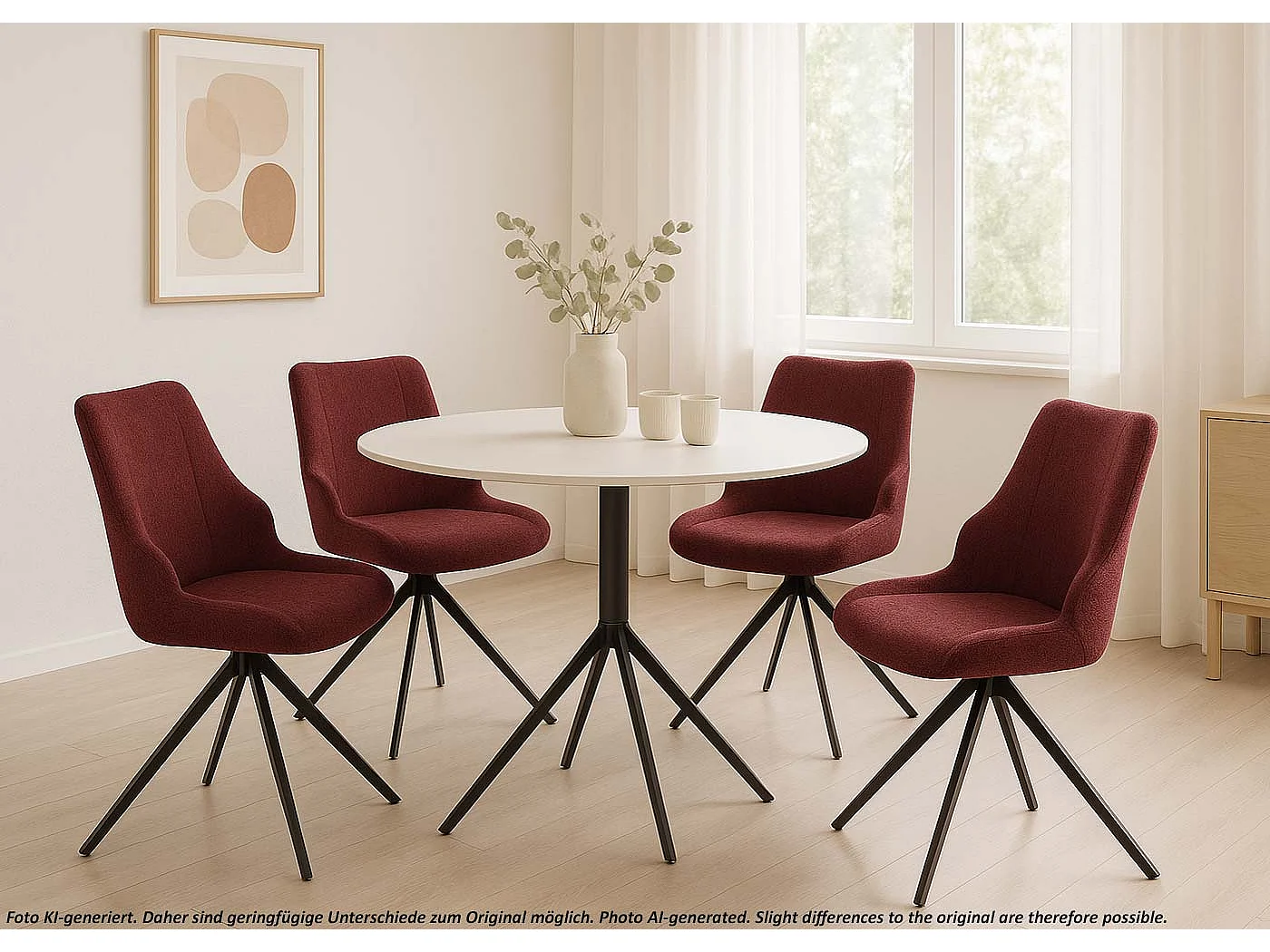 Chaise de salle à manger MCW-O48 (lot de 2),  bordeaux