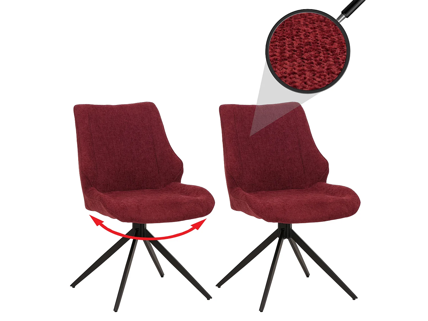 Krzesło do jadalni MCW-O48 (zestaw 2 szt.),  bordowy