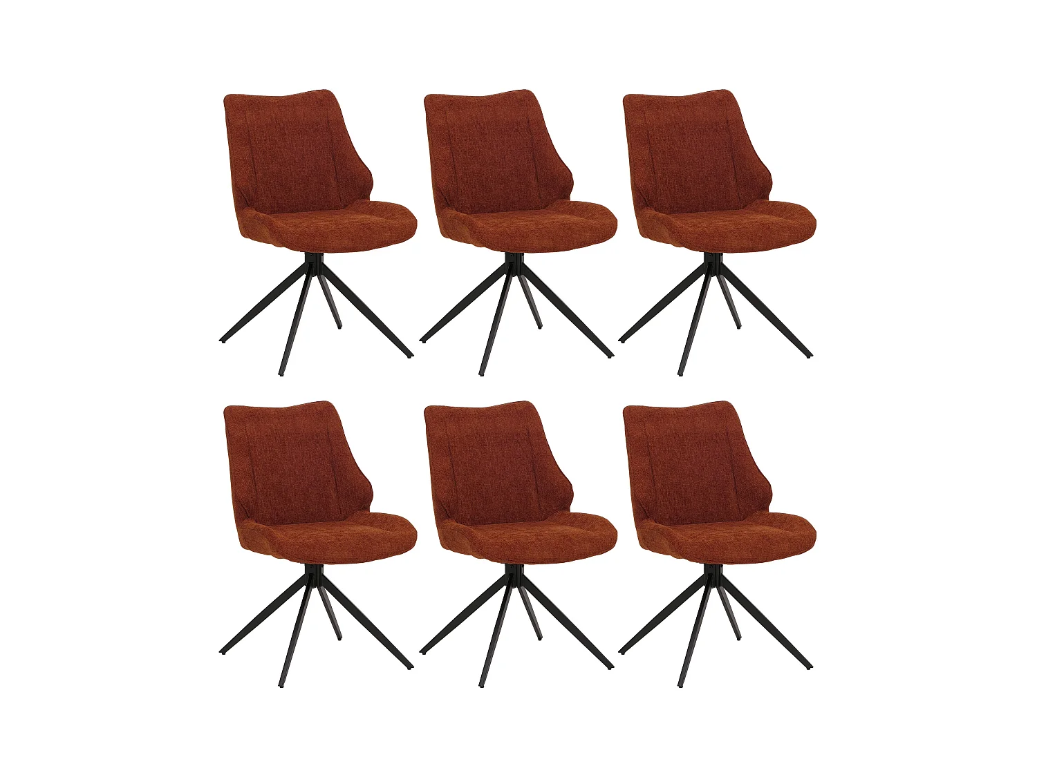 Chaise de salle à manger MCW-O48 (lot de 6),  rouge-brun