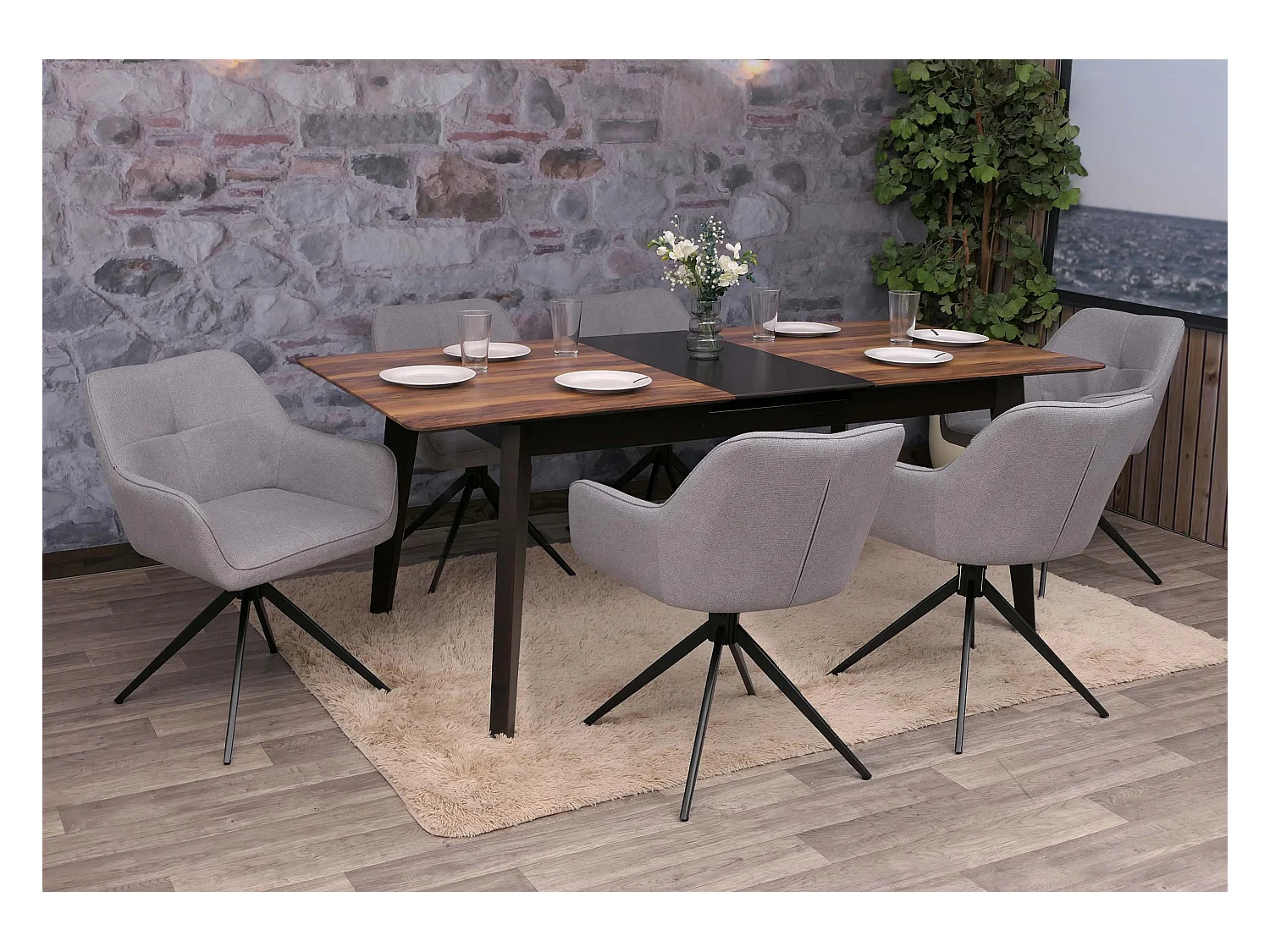 Krzesło do jadalni MCW-O47 (zestaw 6 sztuk),  jasnoszary