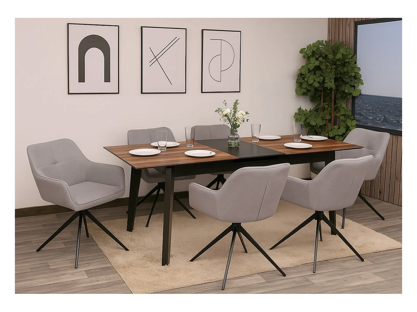 Krzesło do jadalni MCW-O47 (zestaw 6 sztuk),  jasnoszary