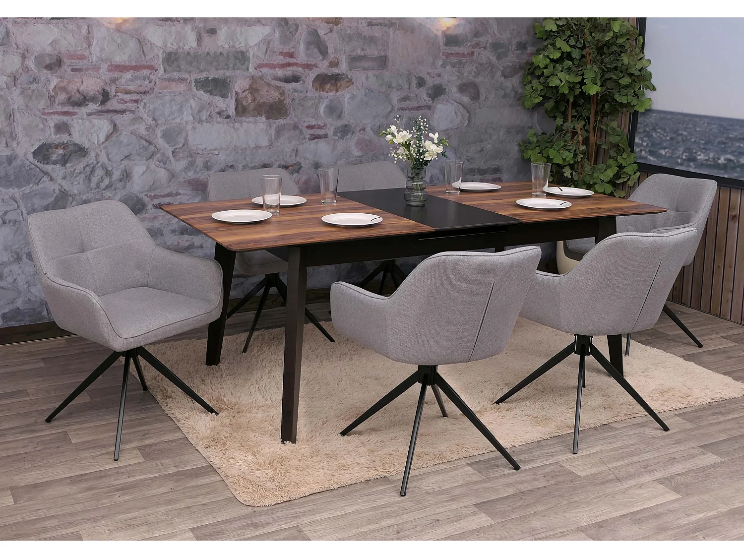 Dining chair MCW-O47 (set of 6),  light grey
