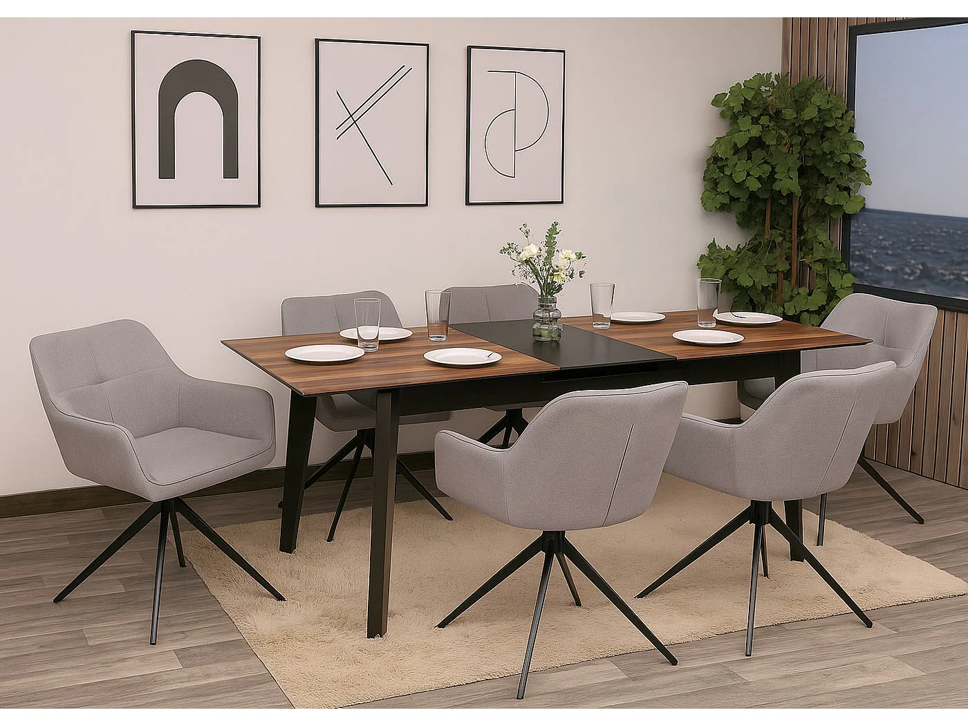 Dining chair MCW-O47 (set of 6),  light grey