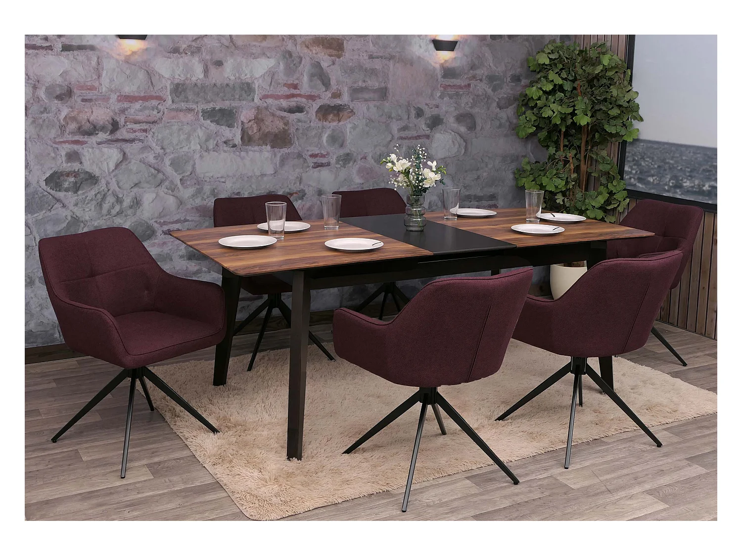 Krzesło do jadalni MCW-O47 (zestaw 6 sztuk),  bordeaux