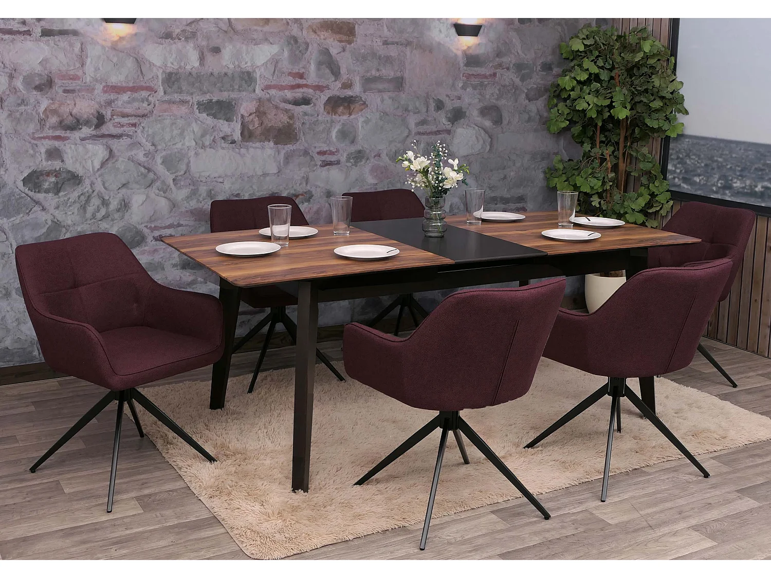Dining chair MCW-O47 (set of 6),  burgundy