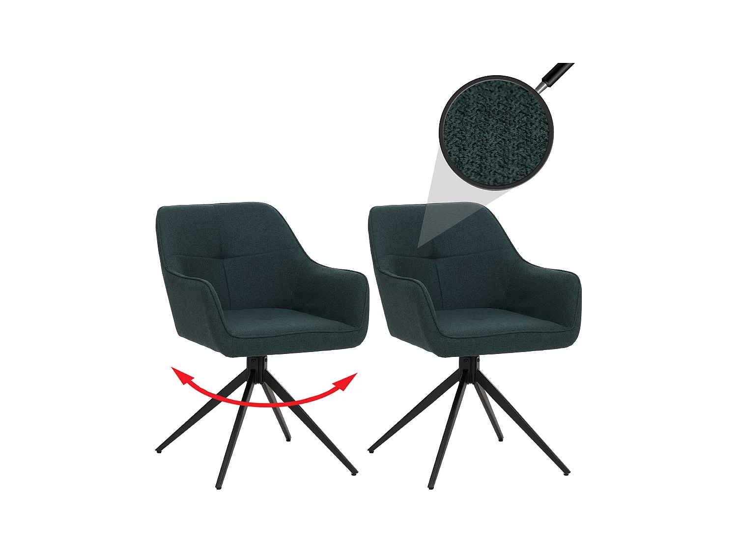 Chaise de salle à manger MCW-O47 (lot de 2),  vert pétrole