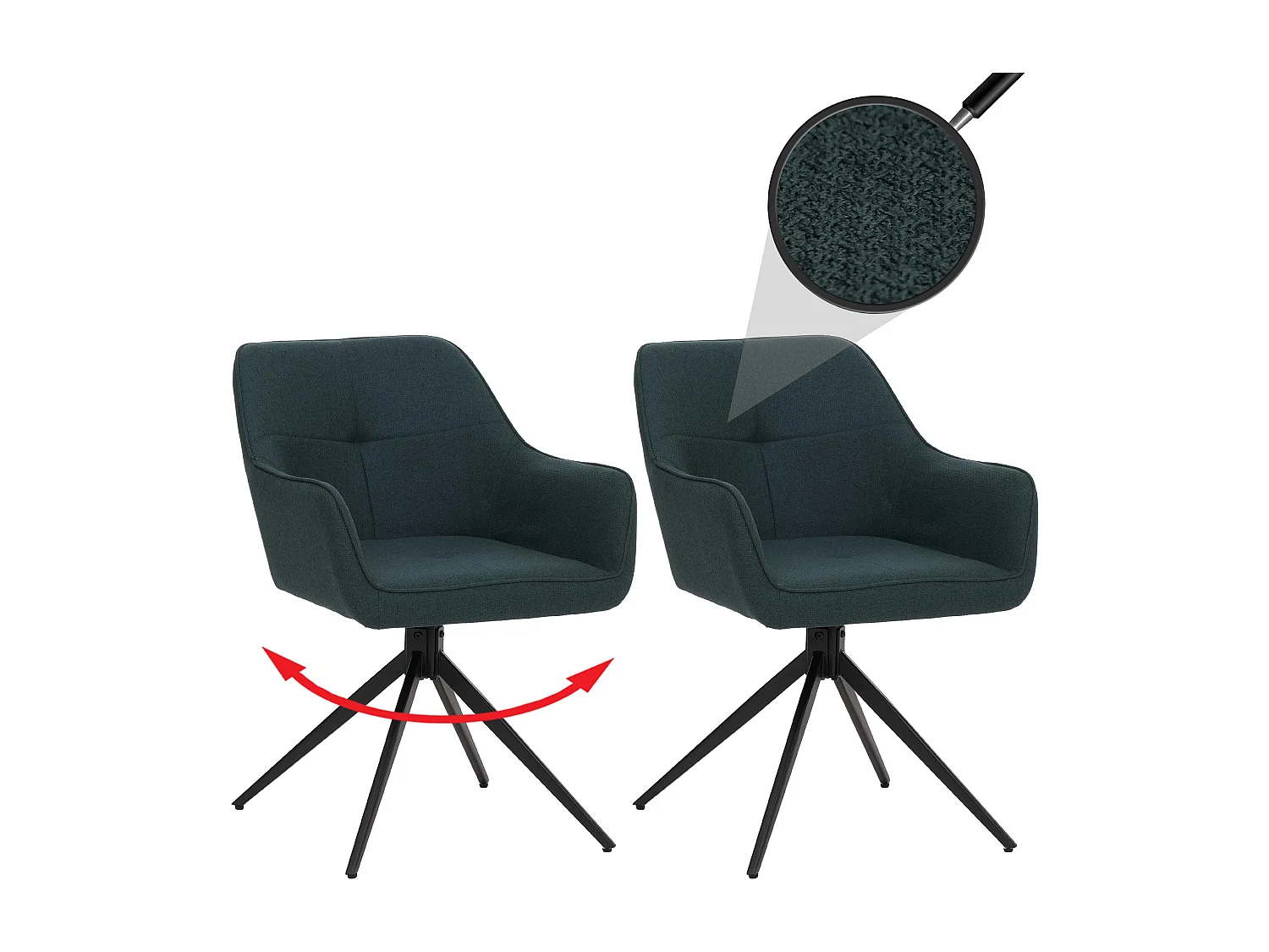 Cadeira de jantar MCW-O47 (conjunto de 2),  verde petróleo