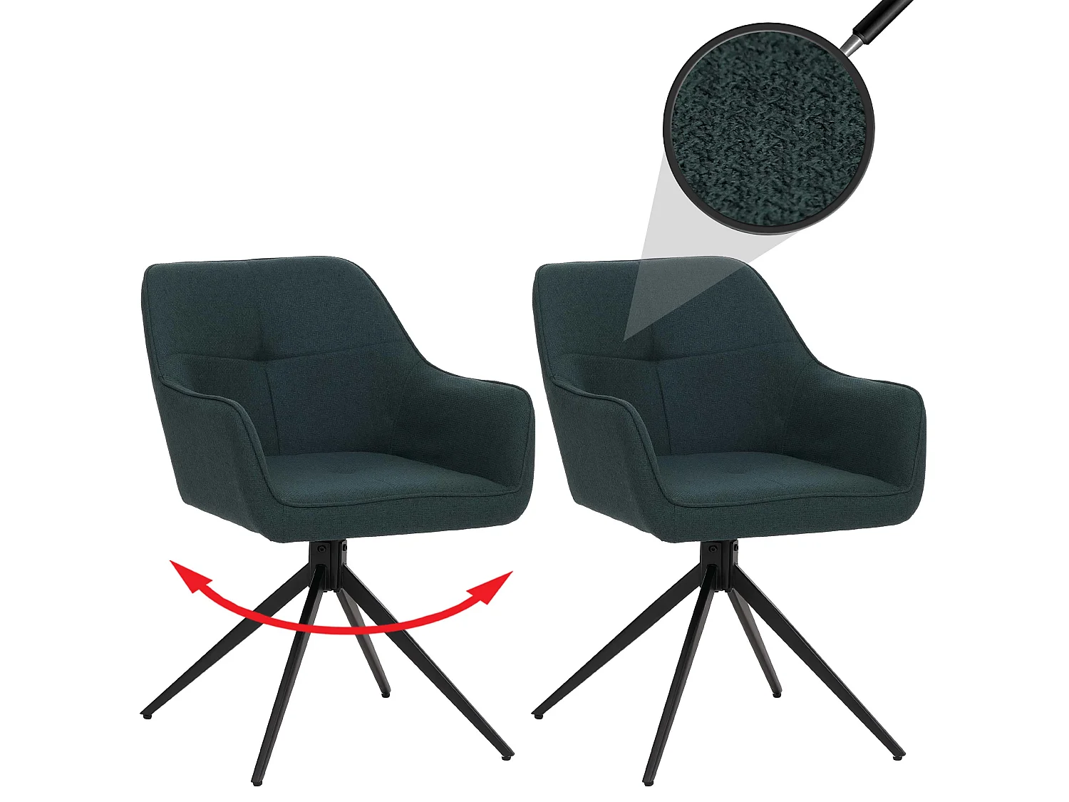 Cadeira de jantar MCW-O47 (conjunto de 2),  verde petróleo