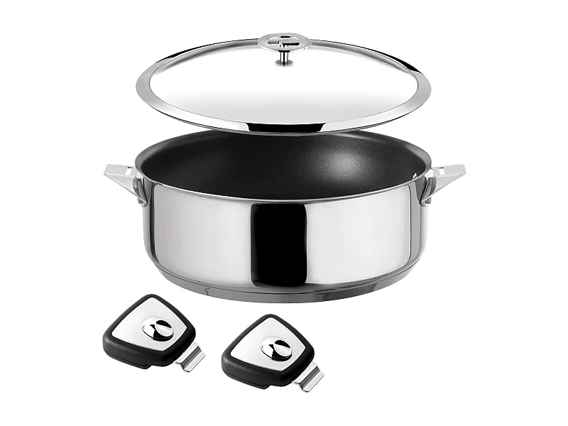 Eclipse - Set 1 sauteuse 24cm revêtement céramique avec couvercle et  2 anses amovibles