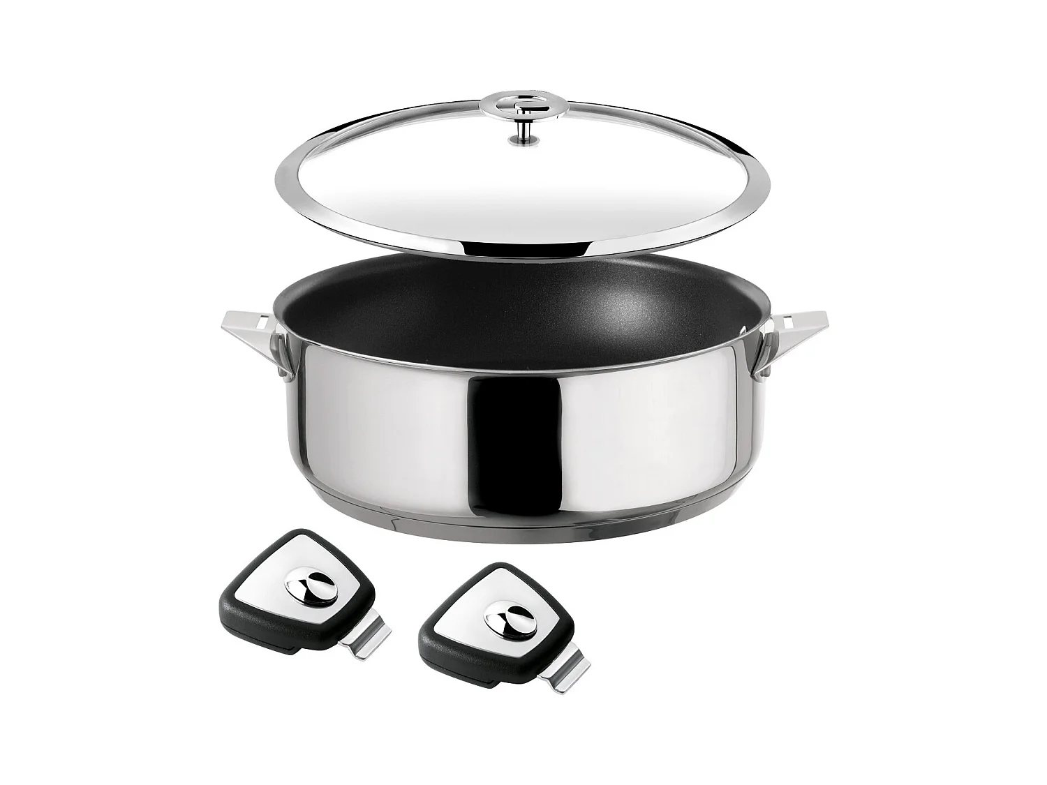 Eclipse - Set 1 sauteuse 24cm revêtement céramique avec couvercle et  2 anses amovibles