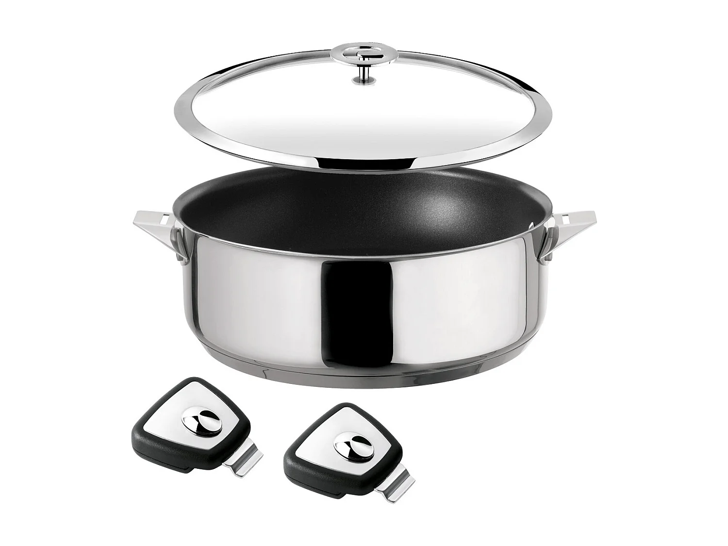 Eclipse - Set 1 sauteuse 24cm revêtement céramique avec couvercle et  2 anses amovibles