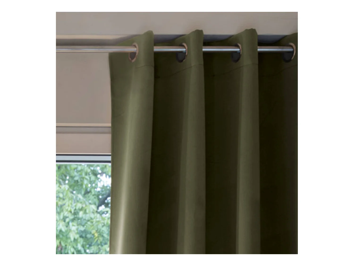Rideau thermique à œillets kaki 180x260