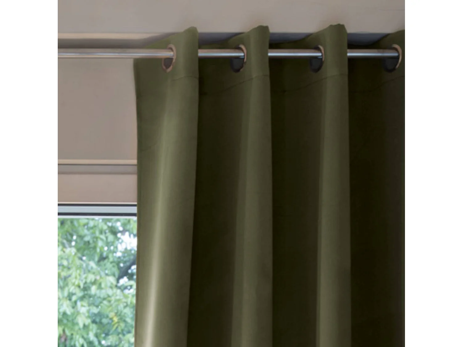 Rideau thermique à œillets kaki 180x260