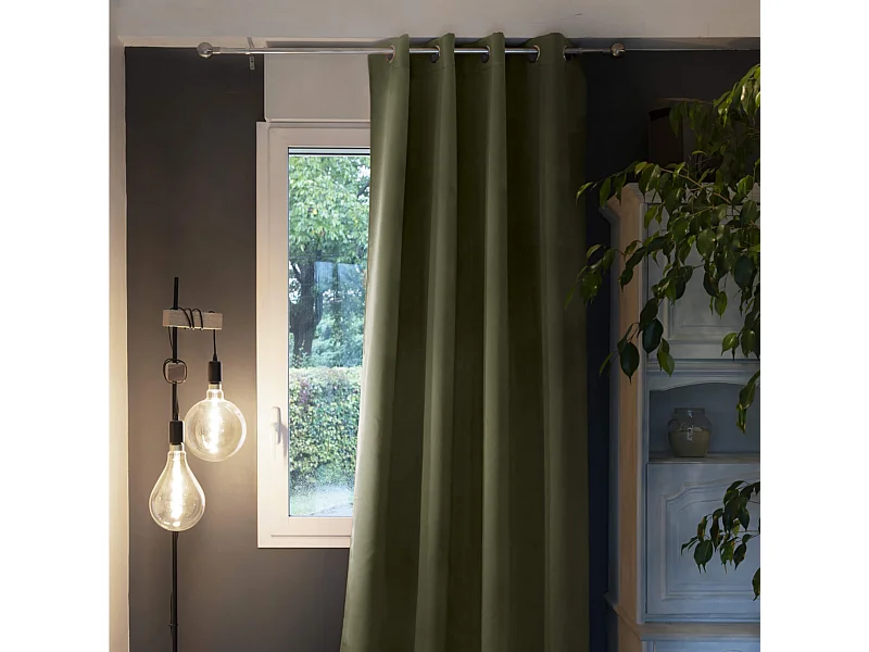 Rideau thermique à œillets kaki 180x260