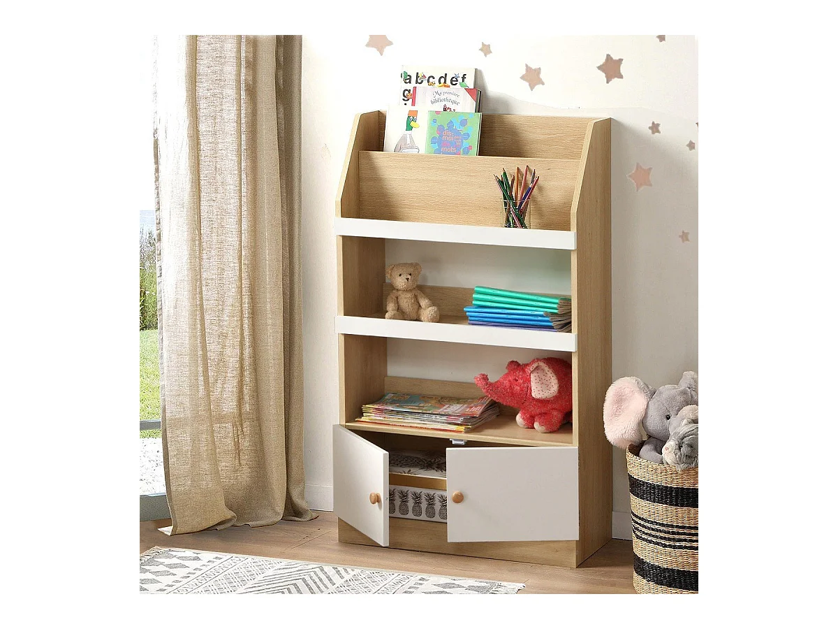 Etagère de rangement avec 2 Portes pour enfant H106 cm - LEON