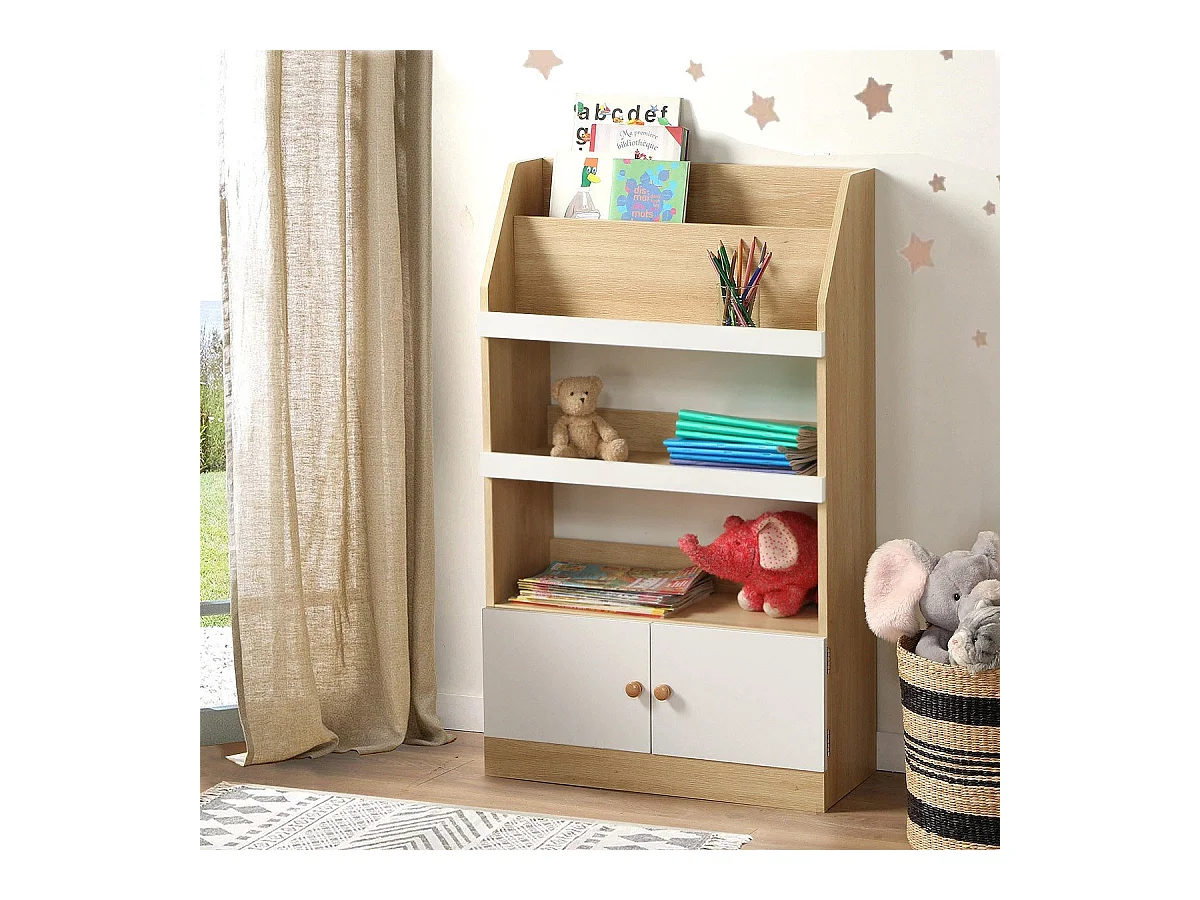 Etagère de rangement avec 2 Portes pour enfant H106 cm - LEON