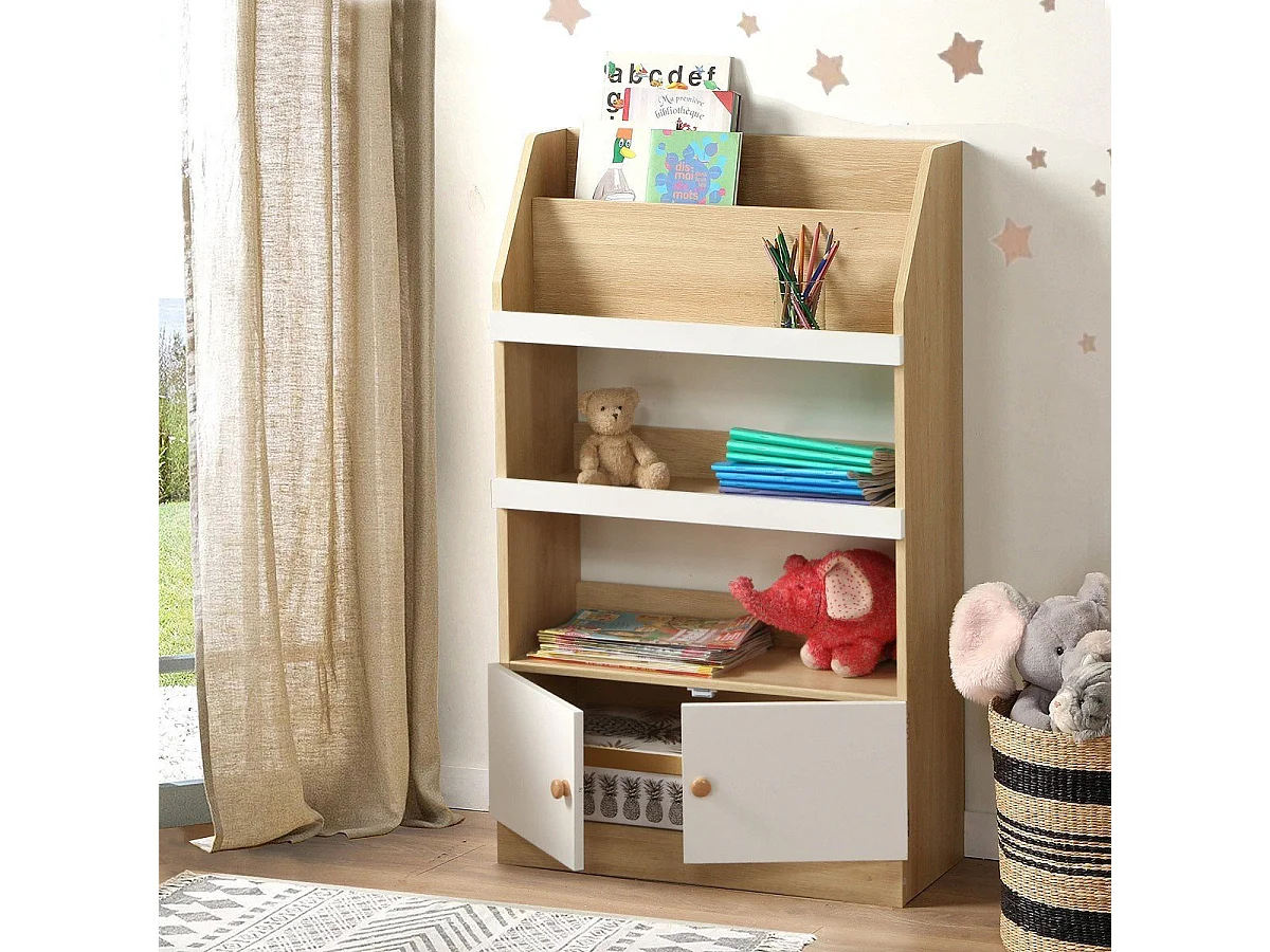 Estantería de almacenamiento con 2 puertas para niños H106 cm - LEON