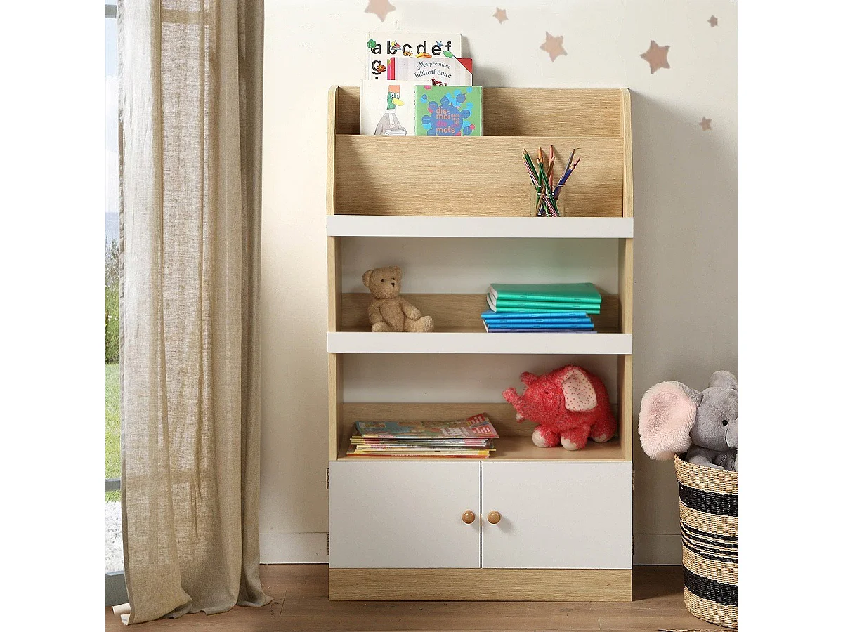 Etagère de rangement avec 2 Portes pour enfant H106 cm - LEON