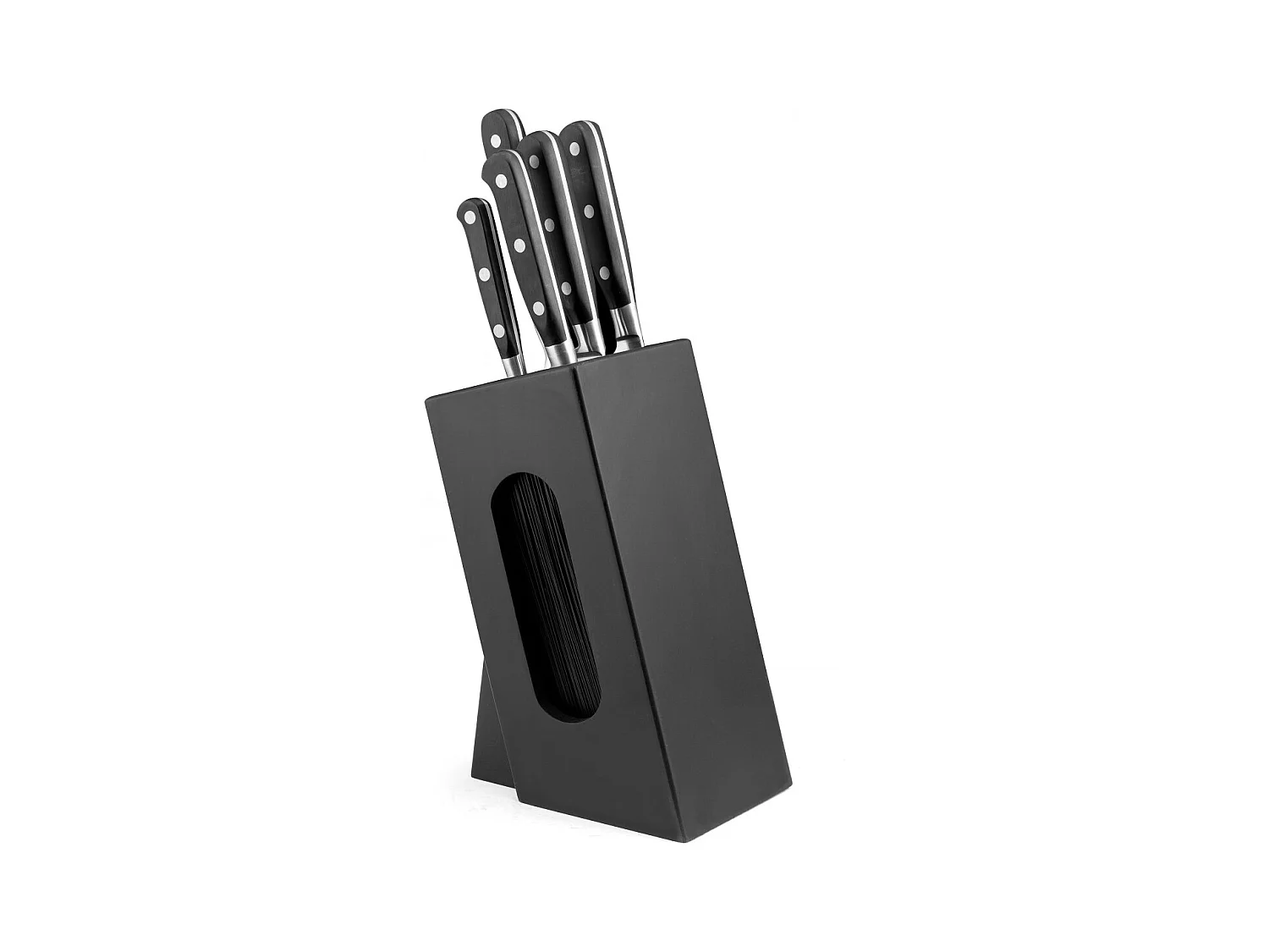 Origin - Bloc spaghetti en bois noir avec 5 couteaux de cuisine