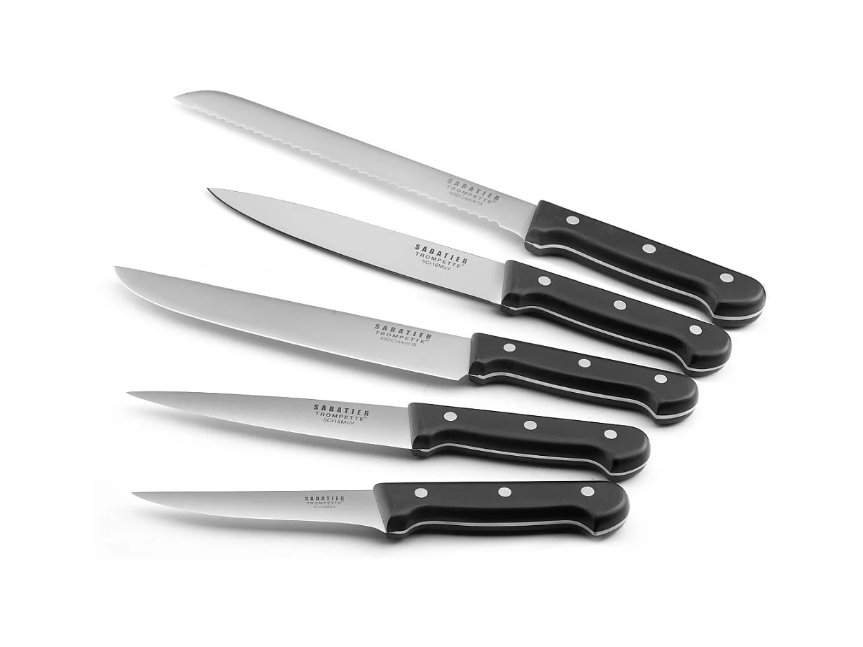 Universal - Bloc spaghetti bois noir avec 5 couteaux de cuisine