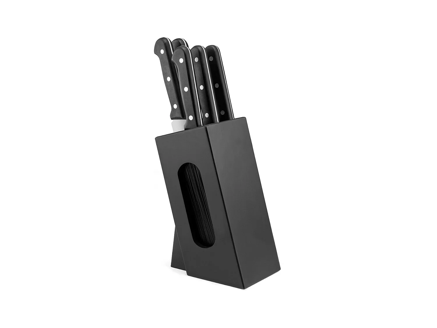 Universal - Bloc spaghetti bois noir avec 5 couteaux de cuisine
